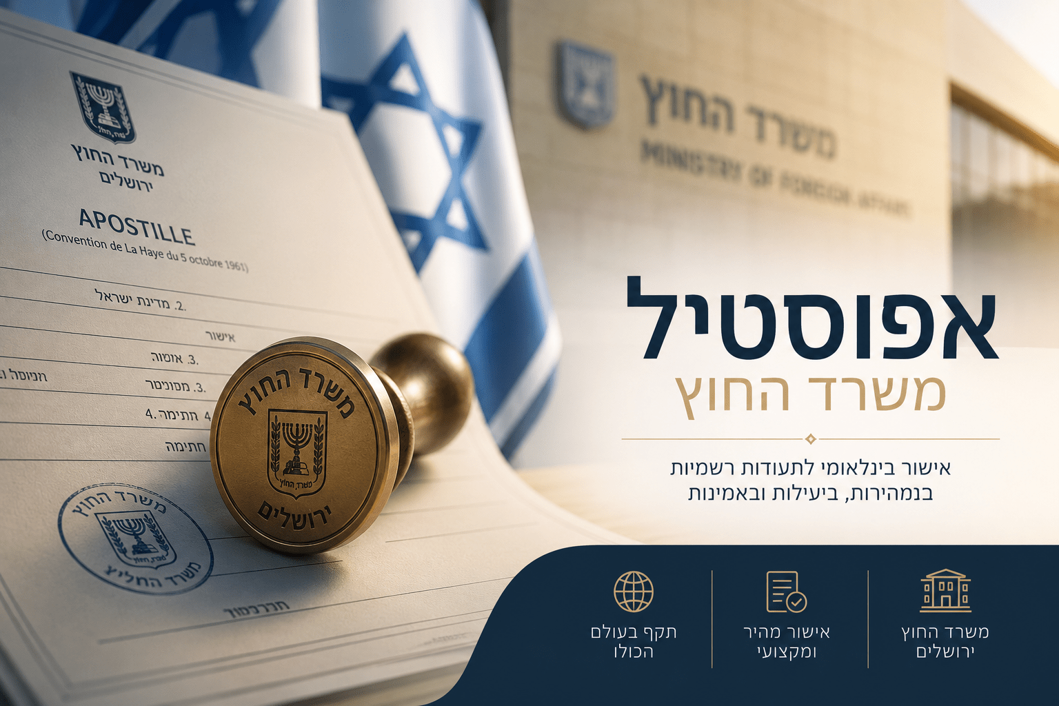 אגרת אפוסטיל במשרד החוץ — כמה עולה ומה כלול